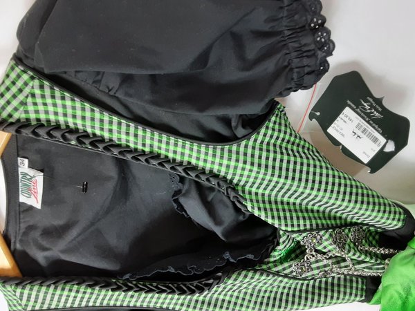 NEU! Dirndl, schwarz-grün mit Bluse und Schürze von Wiesnkönig Gr. 34
