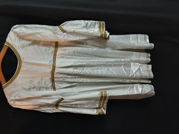 Engel Kleid Satin, Kostüm mit Gold Bordüre